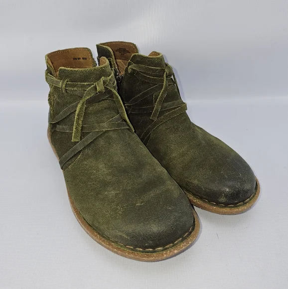BORN Women’s Ankle Boots Size 7.5 Tarkiln Booties Green Born Tarkiln Womens Leather Lace-Up Ankle Boots main image 2